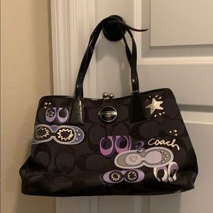 Black with purple accents Coach purse